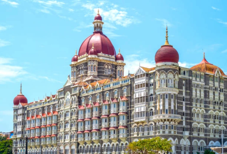 Facade of The Taj Mahal Palace hotel in Colaba district, Mumbai