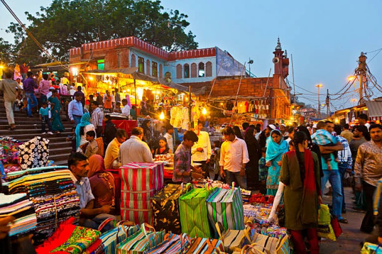 People at the Meena Bazaar Market in Delhi