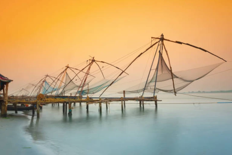 Traditional chinese fishing nets in Kochi