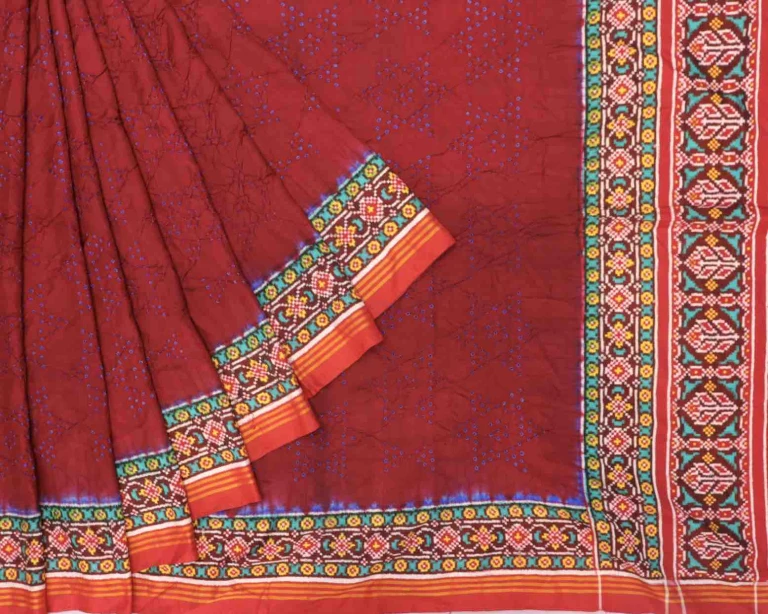 Red Hand Woven Bandhani Patola Silk Saree