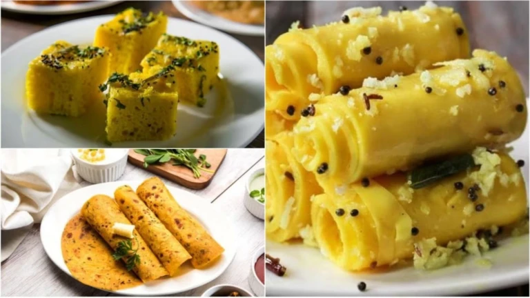 Dhokla Thepla and Khandvi are popular snacks