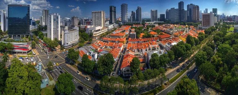 Aerial perspective of Kampong Glam, Singapore